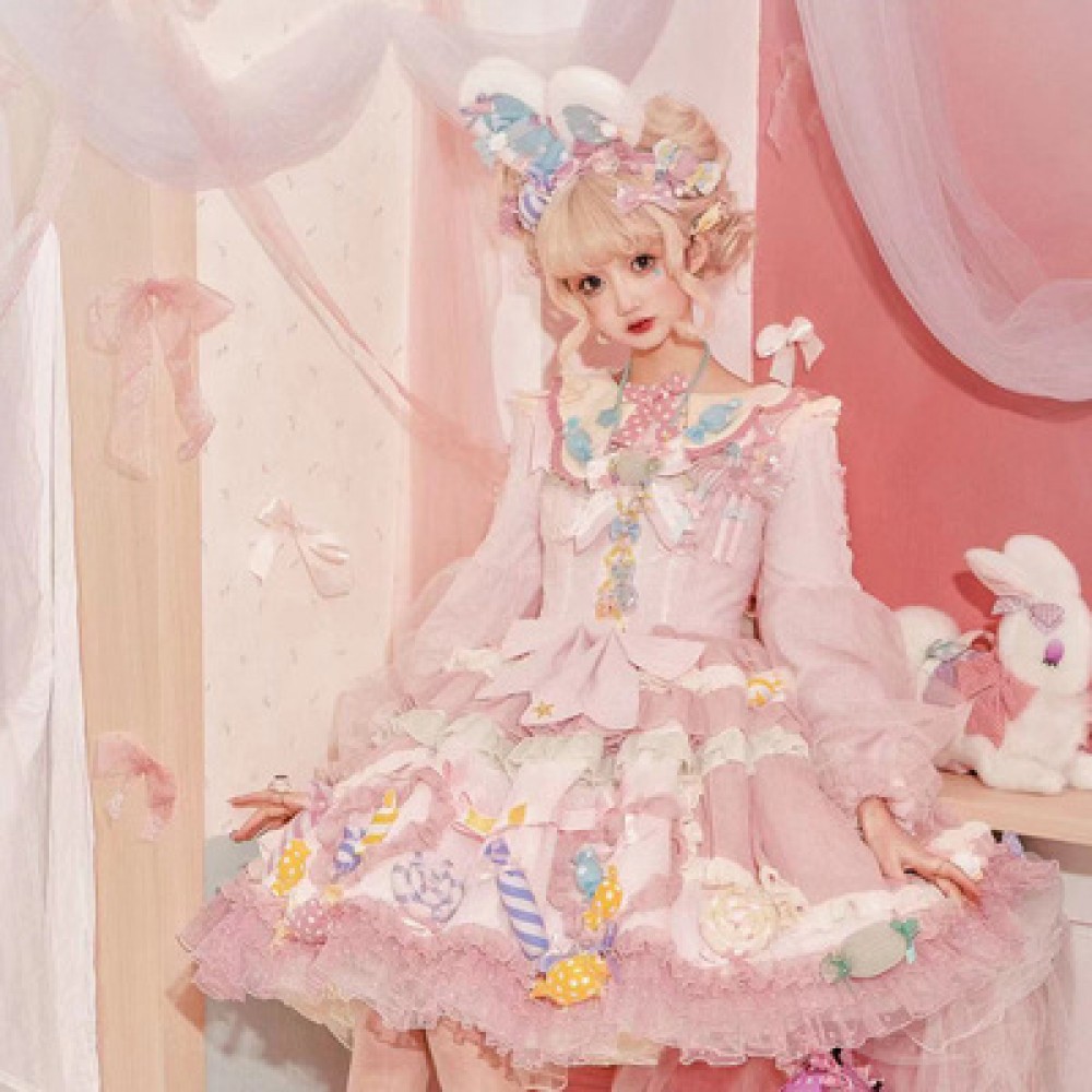 Candy Party Sweet Lolita Dress JSK Blouse Set by Puppet Night PH01